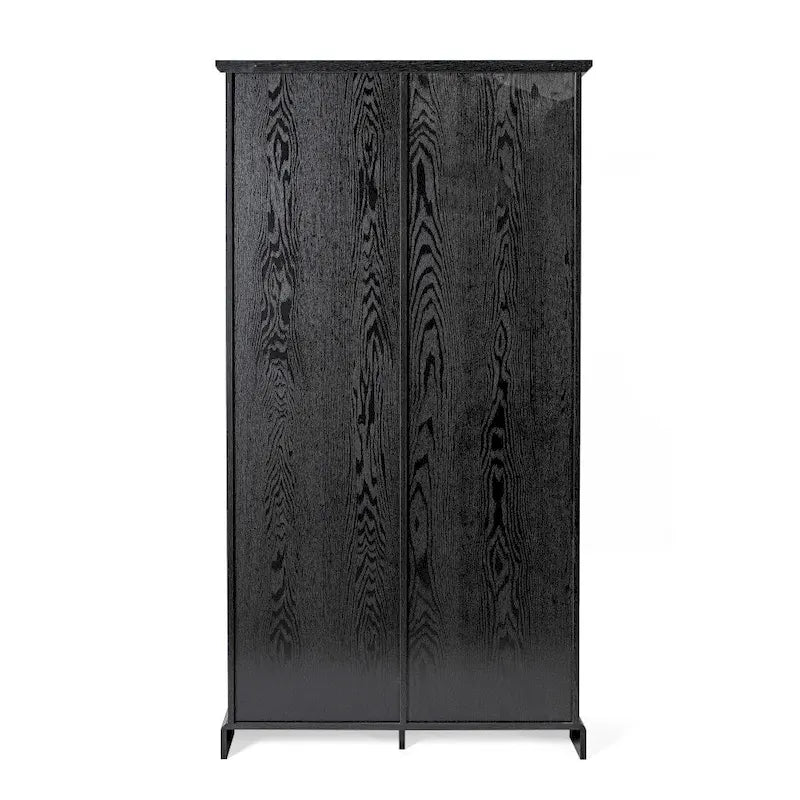 White / Graywash / Black Farmhouse Sliding Barn Door Storage Cabinet, 6-Shelf, Single Assembly