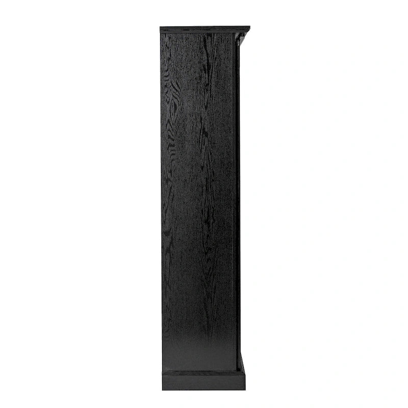 White / Graywash / Black Farmhouse Sliding Barn Door Storage Cabinet, 6-Shelf, Single Assembly