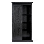 White / Graywash / Black Farmhouse Sliding Barn Door Storage Cabinet, 6-Shelf, Single Assembly
