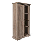 White / Graywash / Black Farmhouse Sliding Barn Door Storage Cabinet, 6-Shelf, Single Assembly