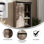 White / Graywash / Black Farmhouse Sliding Barn Door Storage Cabinet, 6-Shelf, Single Assembly