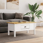 Solid Wood Coffee Side Table with Drawer – Gray / White / White & Brown