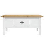Solid Wood Coffee Side Table with Drawer – Gray / White / White & Brown