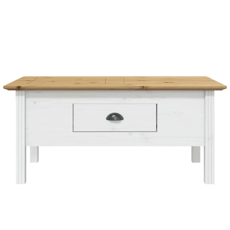 Solid Wood Coffee Side Table with Drawer – Gray / White / White & Brown