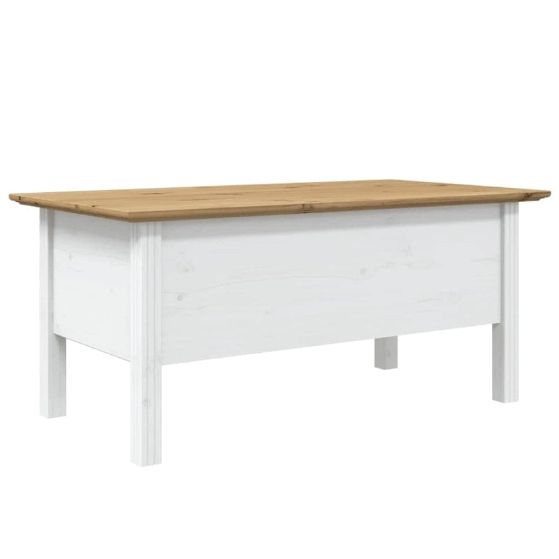 Solid Wood Coffee Side Table with Drawer – Gray / White / White & Brown