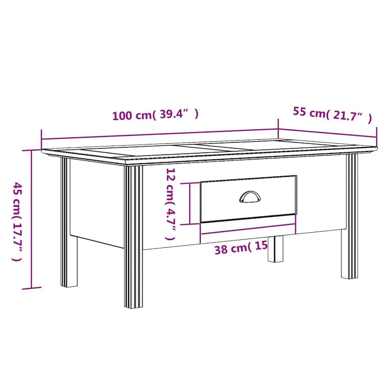 Solid Wood Coffee Side Table with Drawer – Gray / White / White & Brown