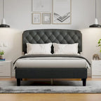 Grey King Size Button-Tufted Upholstered Headboard, For 1–2 Users