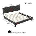 Grey King Size Button-Tufted Upholstered Headboard, For 1–2 Users