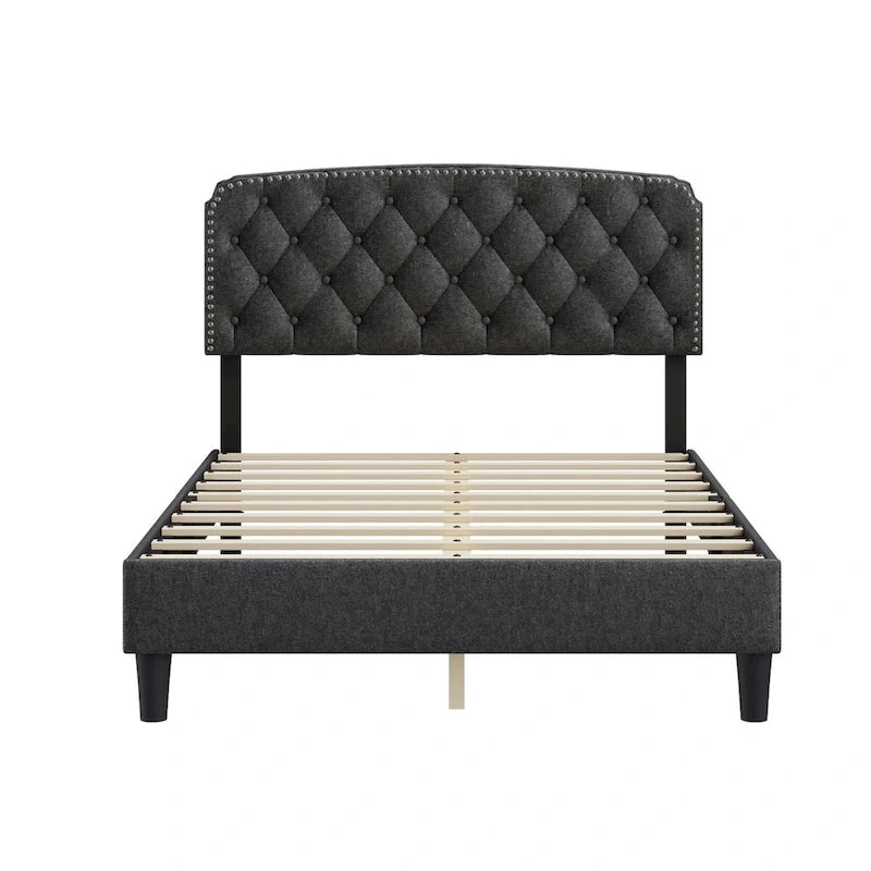 Grey King Size Button-Tufted Upholstered Headboard, For 1–2 Users