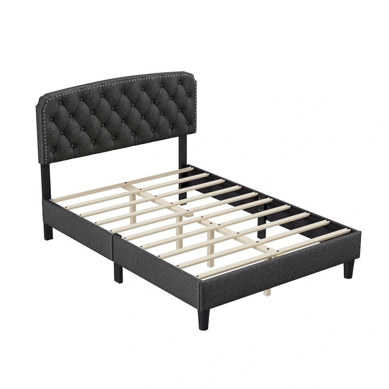 Grey King Size Button-Tufted Upholstered Headboard, For 1–2 Users