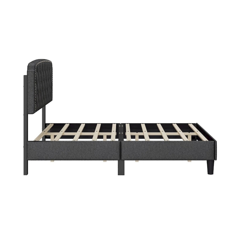 Grey King Size Button-Tufted Upholstered Headboard, For 1–2 Users