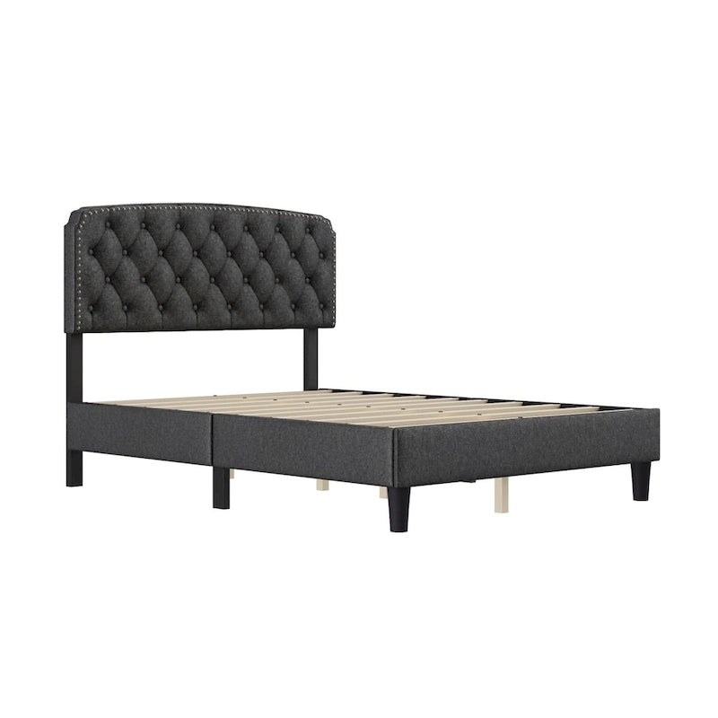 Grey King Size Button-Tufted Upholstered Headboard, For 1–2 Users