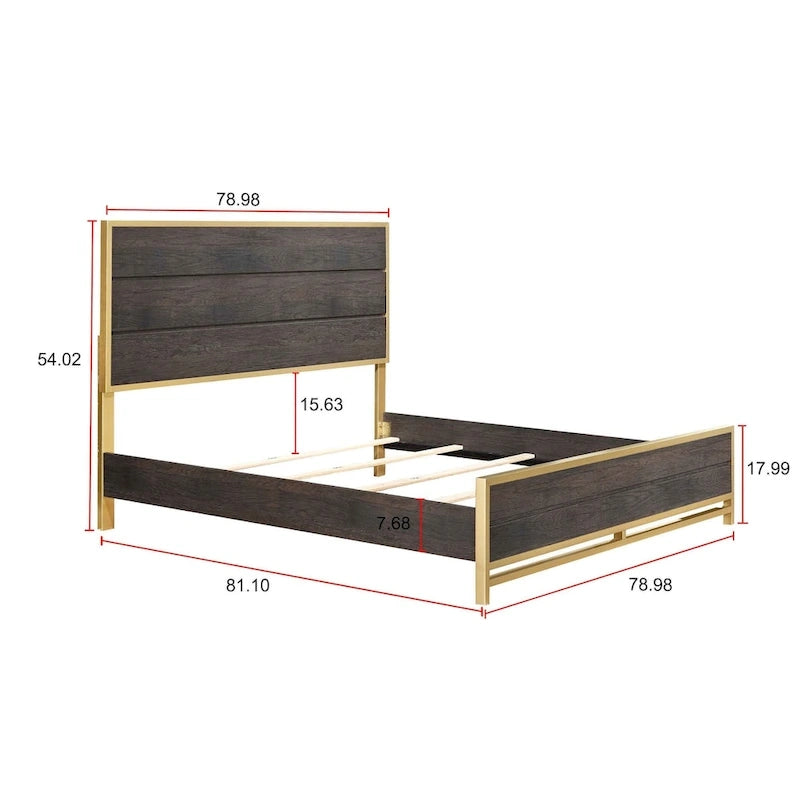Dark Brown Rustic Panel Bedroom Set – 3-Piece, King/Queen