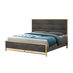Dark Brown Rustic Panel Bedroom Set – 3-Piece, King/Queen