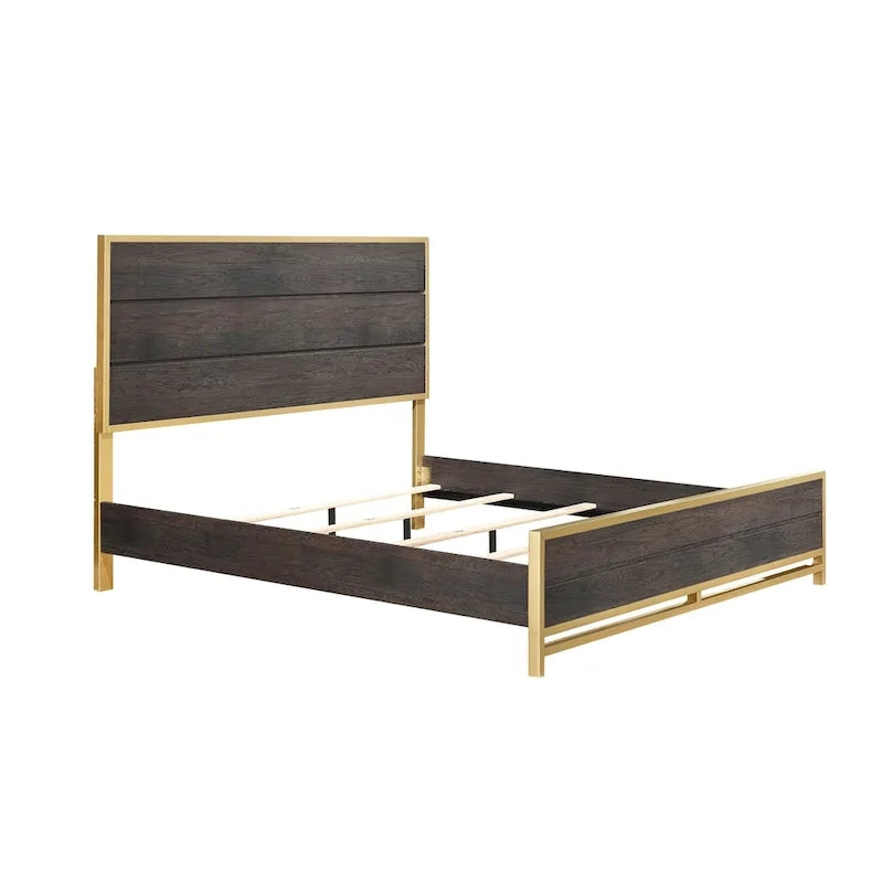 Dark Brown Rustic Panel Bedroom Set – 3-Piece, King/Queen