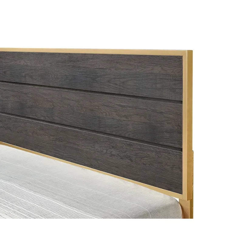 Dark Brown Rustic Panel Bedroom Set – 3-Piece, King/Queen