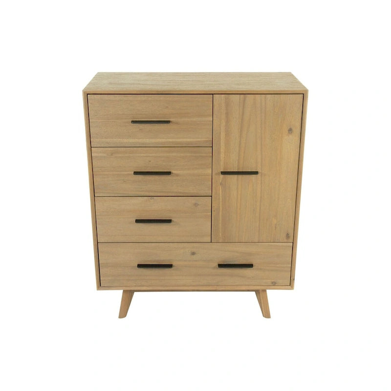 Walnut 4-Drawer Chest with Cabinet