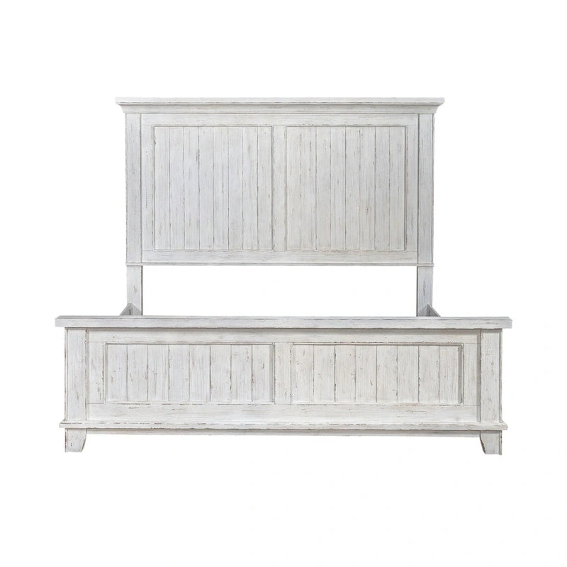 White & Tobacco 4-Piece Panel Bedroom Set (Queen/King) – Farmhouse Style, Sleeps 1–2
