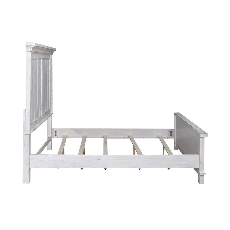 White & Tobacco 4-Piece Panel Bedroom Set (Queen/King) – Farmhouse Style, Sleeps 1–2