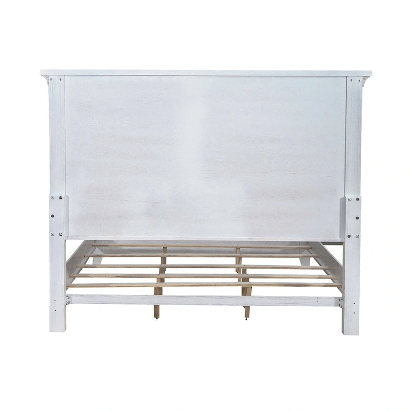 White & Tobacco 4-Piece Panel Bedroom Set (Queen/King) – Farmhouse Style, Sleeps 1–2