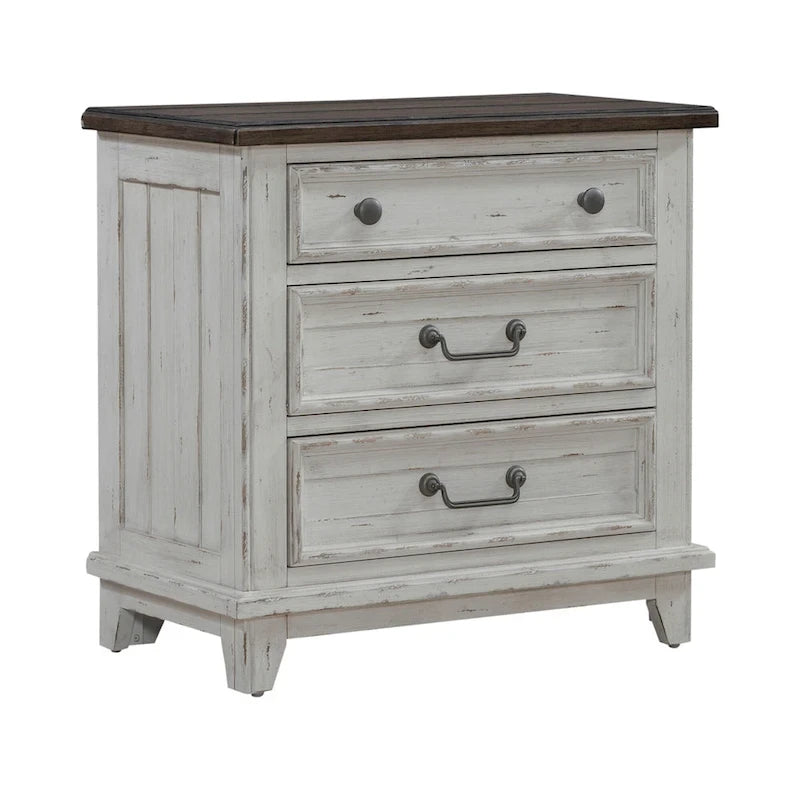 White & Tobacco 4-Piece Panel Bedroom Set (Queen/King) – Farmhouse Style, Sleeps 1–2