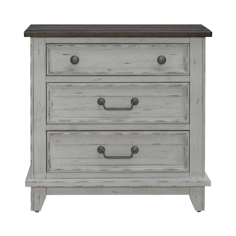 White & Tobacco 4-Piece Panel Bedroom Set (Queen/King) – Farmhouse Style, Sleeps 1–2