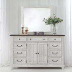 White & Tobacco 4-Piece Panel Bedroom Set (Queen/King) – Farmhouse Style, Sleeps 1–2