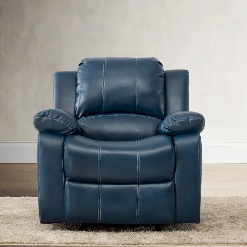 Navy Blue / Caramel / Ivory PU Leather Recliner Chair, Single Seat