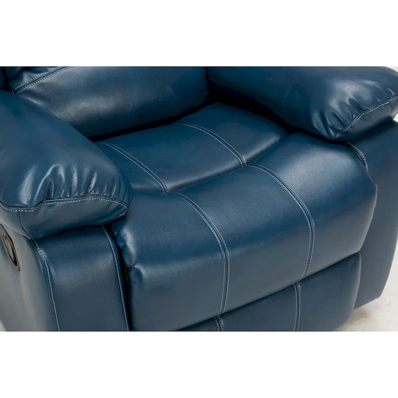 Navy Blue / Caramel / Ivory PU Leather Recliner Chair, Single Seat