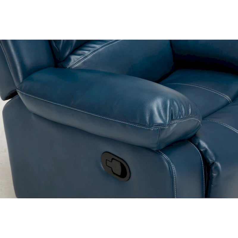 Navy Blue / Caramel / Ivory PU Leather Recliner Chair, Single Seat