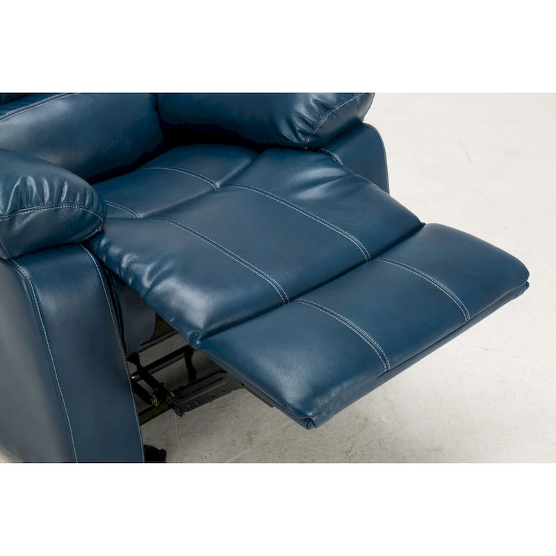 Navy Blue / Caramel / Ivory PU Leather Recliner Chair, Single Seat