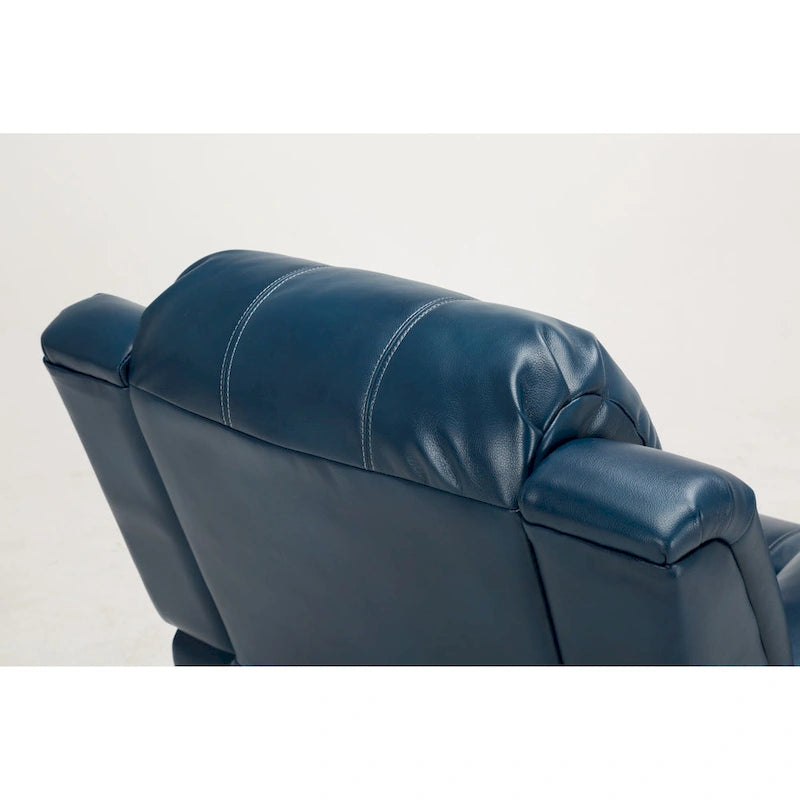 Navy Blue / Caramel / Ivory PU Leather Recliner Chair, Single Seat