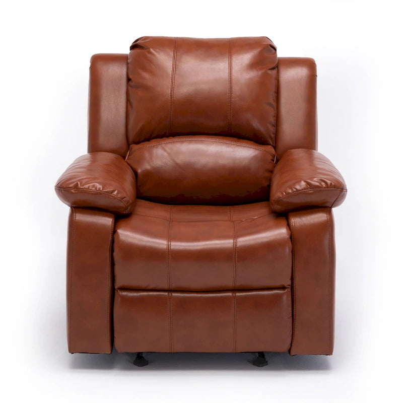 Navy Blue / Caramel / Ivory PU Leather Recliner Chair, Single Seat