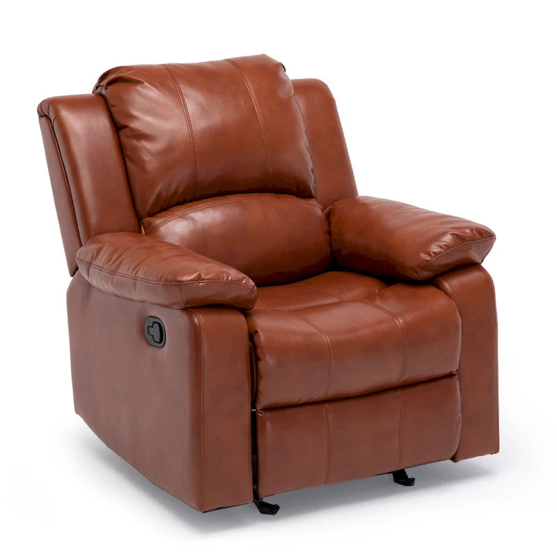 Navy Blue / Caramel / Ivory PU Leather Recliner Chair, Single Seat