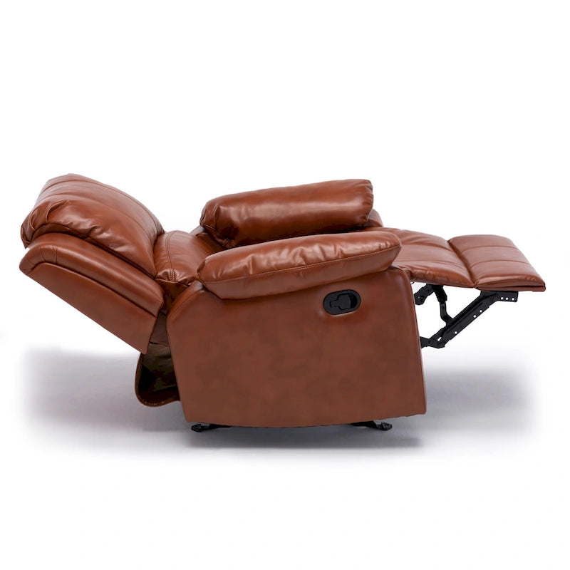 Navy Blue / Caramel / Ivory PU Leather Recliner Chair, Single Seat