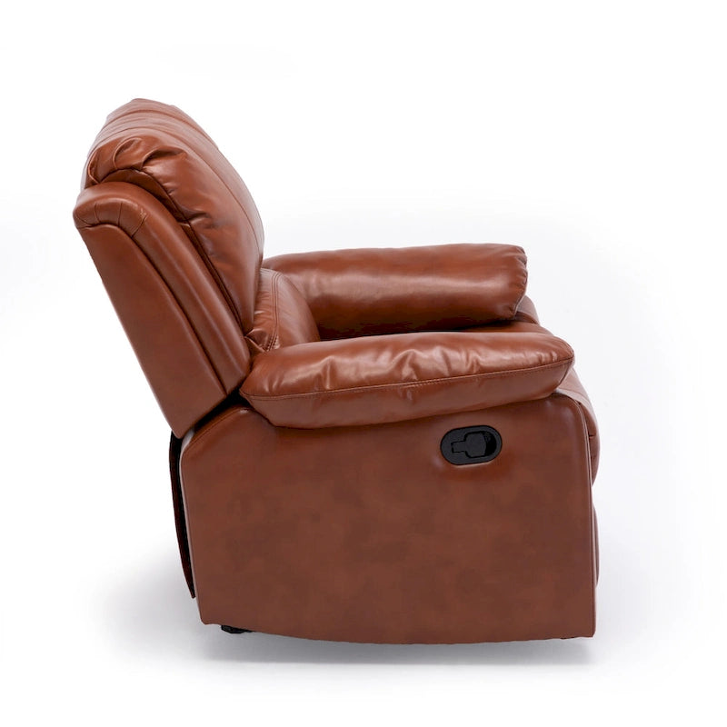 Navy Blue / Caramel / Ivory PU Leather Recliner Chair, Single Seat