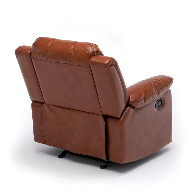 Navy Blue / Caramel / Ivory PU Leather Recliner Chair, Single Seat