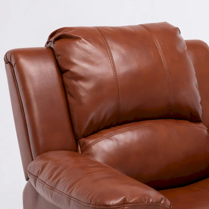 Navy Blue / Caramel / Ivory PU Leather Recliner Chair, Single Seat