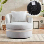White Round Swivel Accent Chair, Lamb Wool, Single Seat