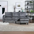 Grey / Teal / Beige / Pink / Emerald / Yellow / Orange Chenille L-Shaped Sectional Sofa with Storage Ottoman, Seats 3–4