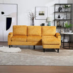 Grey / Teal / Beige / Pink / Emerald / Yellow / Orange Chenille L-Shaped Sectional Sofa with Storage Ottoman, Seats 3–4