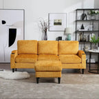 Grey / Teal / Beige / Pink / Emerald / Yellow / Orange Chenille L-Shaped Sectional Sofa with Storage Ottoman, Seats 3–4