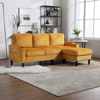 Grey / Teal / Beige / Pink / Emerald / Yellow / Orange Chenille L-Shaped Sectional Sofa with Storage Ottoman, Seats 3–4
