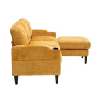 Grey / Teal / Beige / Pink / Emerald / Yellow / Orange Chenille L-Shaped Sectional Sofa with Storage Ottoman, Seats 3–4
