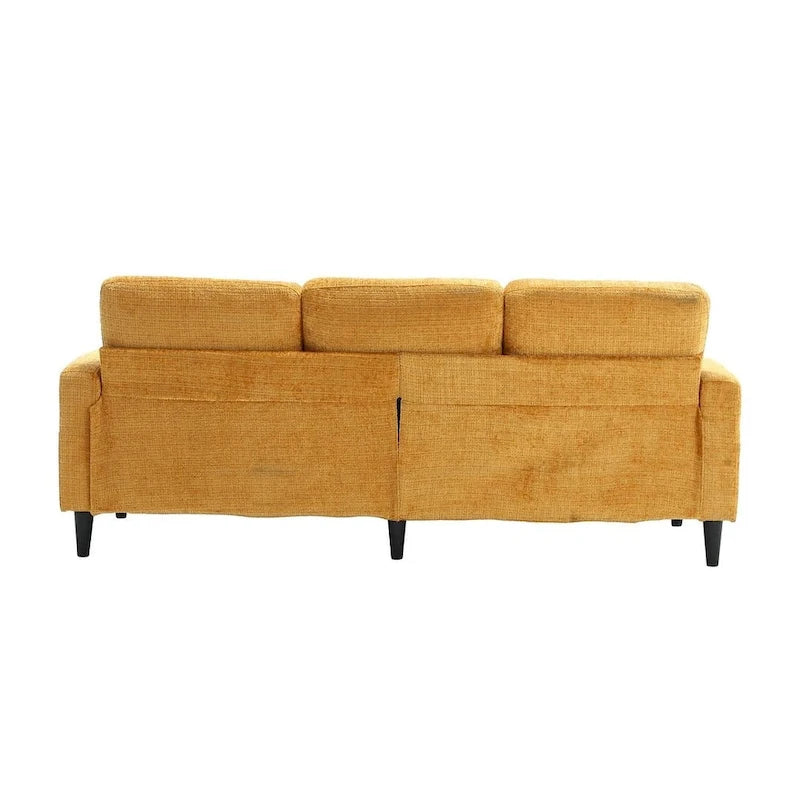 Grey / Teal / Beige / Pink / Emerald / Yellow / Orange Chenille L-Shaped Sectional Sofa with Storage Ottoman, Seats 3–4