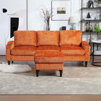 Grey / Teal / Beige / Pink / Emerald / Yellow / Orange Chenille L-Shaped Sectional Sofa with Storage Ottoman, Seats 3–4
