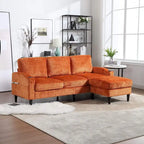 Grey / Teal / Beige / Pink / Emerald / Yellow / Orange Chenille L-Shaped Sectional Sofa with Storage Ottoman, Seats 3–4