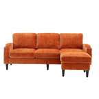 Grey / Teal / Beige / Pink / Emerald / Yellow / Orange Chenille L-Shaped Sectional Sofa with Storage Ottoman, Seats 3–4