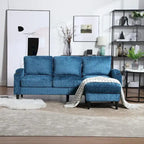 Grey / Teal / Beige / Pink / Emerald / Yellow / Orange Chenille L-Shaped Sectional Sofa with Storage Ottoman, Seats 3–4