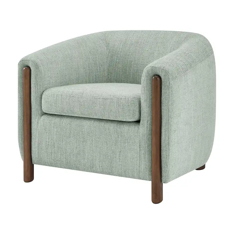 Accent Arm Chair – Sage Gray / Barley Beige / Vintage Cider, Fabric & Faux Leather, 1-Seat